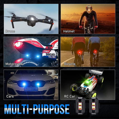 Estrobo Luces Led Recargable Auto Moto Bici Drones,12 Pzs