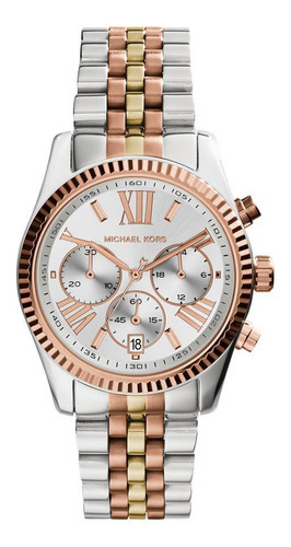 Relógio Michael Kors Feminino Bicolor - Mk5735/5kn Cor da correia Branco Cor do bisel Rosé Cor do fundo Branco