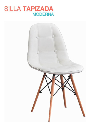 Silla Tipo Eames Tapizada Acolchonada Estructura De Madera