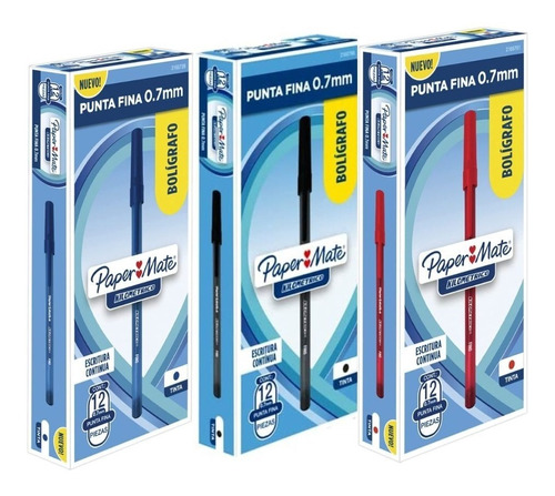 36 Boligrafos Papermate Kilometrico Economico Punta Fina .7