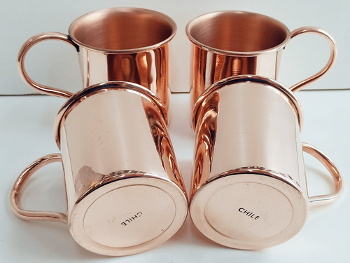 Imagen 2 de 5 de Vasos De Cobre Macizo 99.99% Pack De 4 Unidades 250 Ml