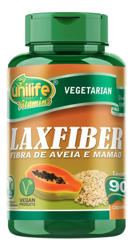 Laxfiber Laxfiber Oat Fiber Papaya Unilife, 90 cápsulas, tipo de suplemento detallado, fibras, sabor original