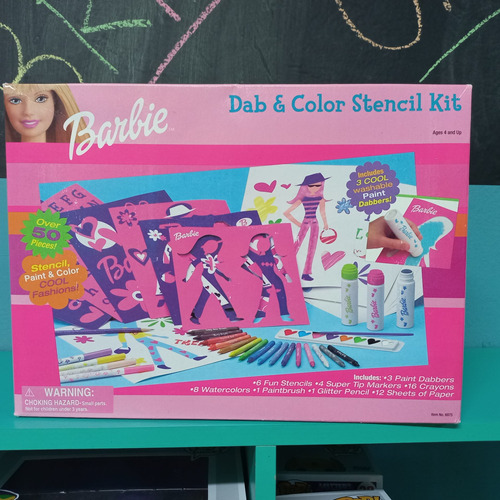 Kit Barbie Dab Colors Stencil Tintas Canetas Lápis Colorir 