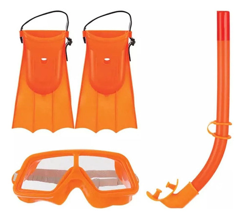 Kit Mergulho Snorkel Pé De Pato Infantil Tamanho 27 Pequeno