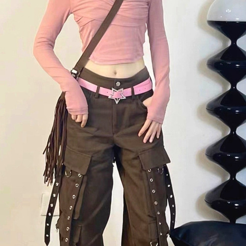 (bk) Cinturón Vaquero Estilo Y2k Cintura Vintage Con Hebilla