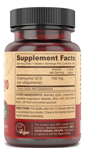 Deva Nutrition Coenzima Q10 Vegana 90 Tabs Masticable Sabor Sin Sabor