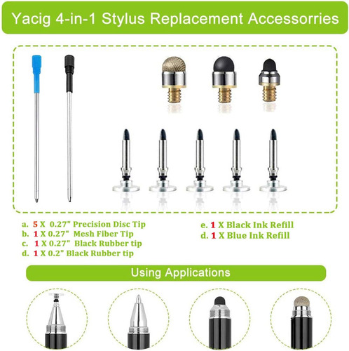 Replacement Accessories Set For Yacig Multi-tips Stylus Pen