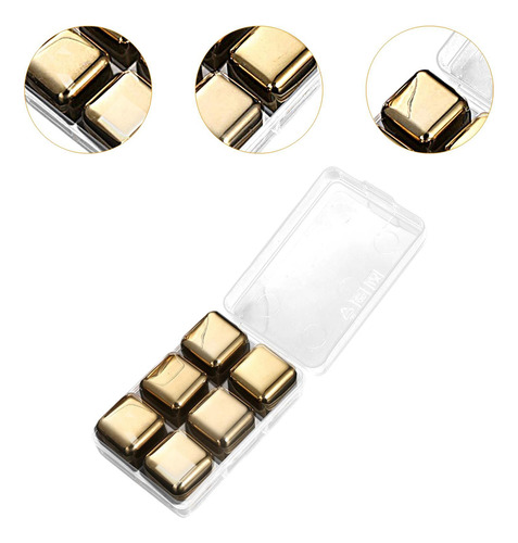 Cubitos De Hielo De Acero Inoxidable, Piedras Para 6 Oro