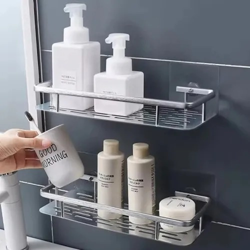 Pack X2 Estante Repisa Rectangular Ducha Baño Cocina Con Adhesivo Con Baranda