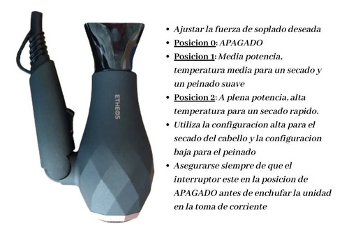 Imagen 5 de 7 de Secador Pelo Plegable De Viaje 1000w 2vel Boquilla 110v 220v