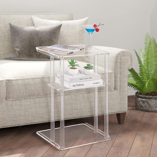Buro Minimalista Mesa Auxiliar Moderno Recamara Acrilico Color Transparente