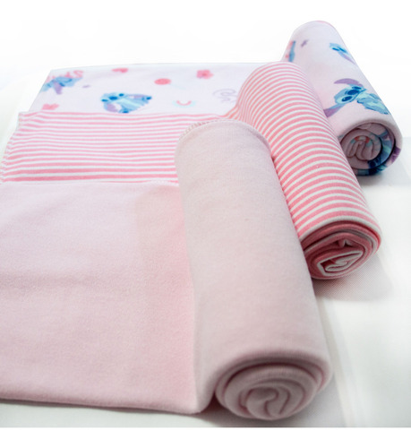 Juego De 3 Sábanas Stitch Color Rosa Pálido Diseño De La Tela Estampado Stitch