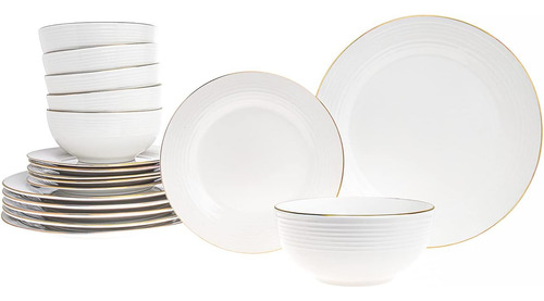 Juego De Vajilla Dorado Porcelana 6 Pzs Dinnerware Set By Go