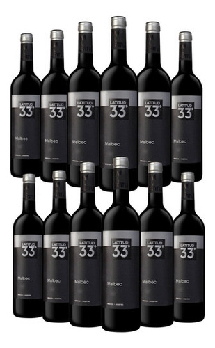 Vino Tinto Latitud 33 Malbec Pack X12 Botellas