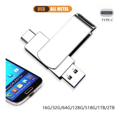 2025 Pen Drive Usb À Prova D'água Tipo Ca 2 Em 1 De 1 Tb