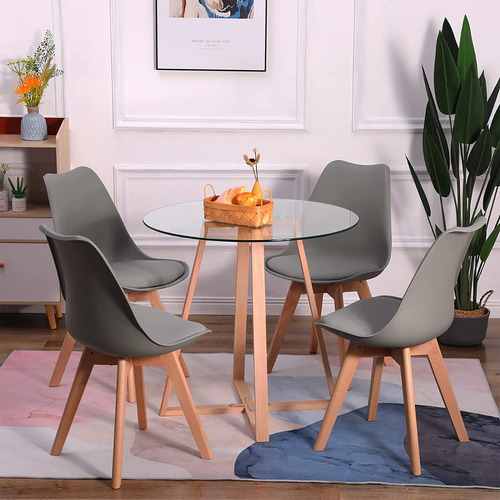 Imagen 4 de 7 de Pack 4 Silla Eames/tulip Acolchada Tulip Gris