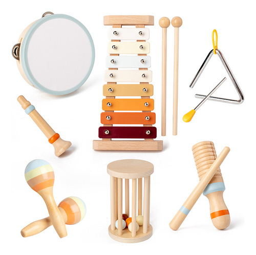 Juego De Instrumentos Musicales De Madera De 7 Piezas De Per
