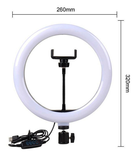 Imagen 7 de 10 de Aro Iluminador Led 26 Cm Circular Usb Con Mini Tripode