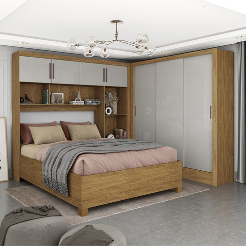 Guarda-roupa Casal Modulado 4 Portas Com Cama Santiago 3
