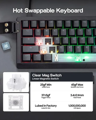 Teclado Para Jogos Epomaker He68 Lite A-rgb Com Fio Preto Preto