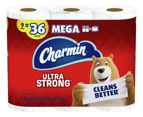 Papel Higiénico Charmin Mega Ultra Strong 9 Piezas