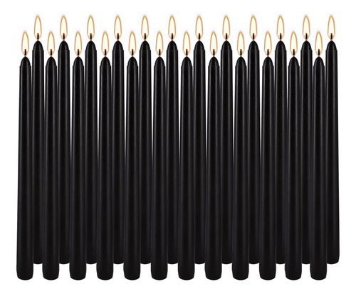 Velas Cónicas Negras Juego De 24 Velas Sin Goteo 10 PuLG