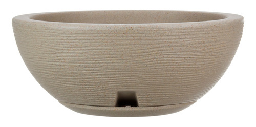 Imagen 3 de 7 de Maceta Plástico Bowl Premium 30x13 Cm Simil Piedra + Plato