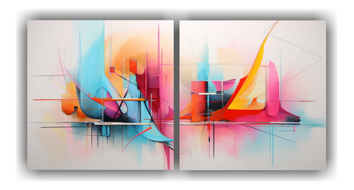 40x20cm Cuadros Abstractos Modernos En Colores Pasteles