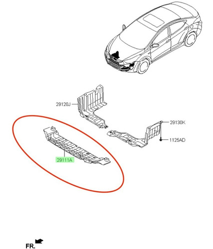Imagen 1 de 8 de Cubre Motor Inferior Para Hyundai Elantra 2011 2014