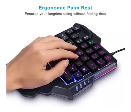 Teclado De Una Mano Rgb Gamer Vsg Unabomber | Macros Y Apoyo