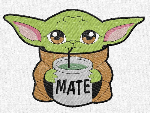 Matriz Bordados Computarizados Baby Yoda Jedi Mate Cafe