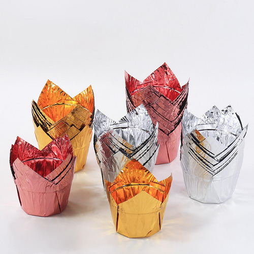 50 Piezas De Para Tartas Con Forma De Tulipán, Para Oro