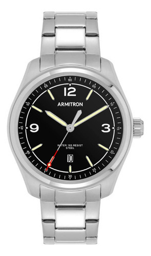 Reloj Armitron Caballero Extensible Color Plata 205488bksv Color de la correa Plateado Color del bisel Plateado Color del fondo Negro