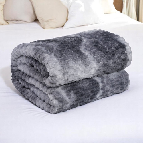 Frazada Esquimal Ligera 200x230 Cm Suave Resistente De Lujo Gris