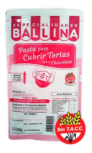 Pasta Cobertura Sabor Chocolate 500g - Ballina