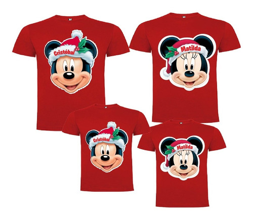 4poleras Familiares Navideñas Personalizadas Mickey Minnie 3