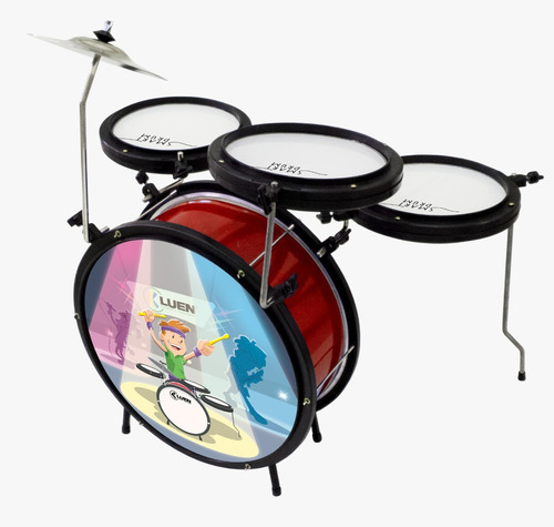 Imagem 2 de 4 de Bateria Infantil Completa Luen Smart Drum Vermelho - Oferta