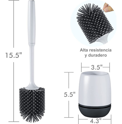 Timotech 2 Cepillos De Inodoro De Silicona Con Soporte