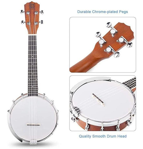Imagen 2 de 7 de Vangoa Banjo Uke, 4 Cuerdas Banjolele Con Apoyabrazos, Conc.