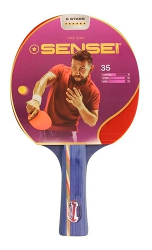 Imagen 2 de 7 de Paleta Ping Pong Sensei 6 Star Profesional Funda Tenis Mesa