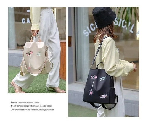 Mochila Impermeable Con Bordado De Flores Para Mujer