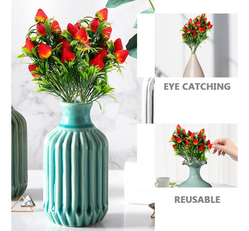 5 Piezas De Fresas Artificiales De Imitación Para Decorar