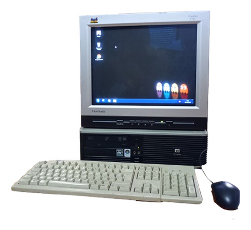 Pc Retro Hp + Monitor Crt Viewsonic Lista Para Usar 80 Gb 4 Gb Ati Radeon Xpress 1150 Integrada (Usado)