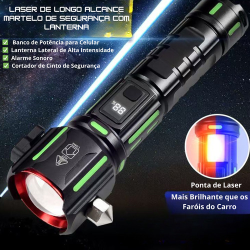Lanterna Luz De Sabre Tática De Led Com Quebra Vidro 2000m