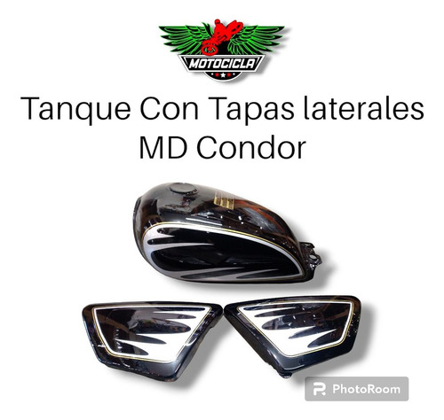 Tanque Con Tapas Laterales Moto Md Condor Negro