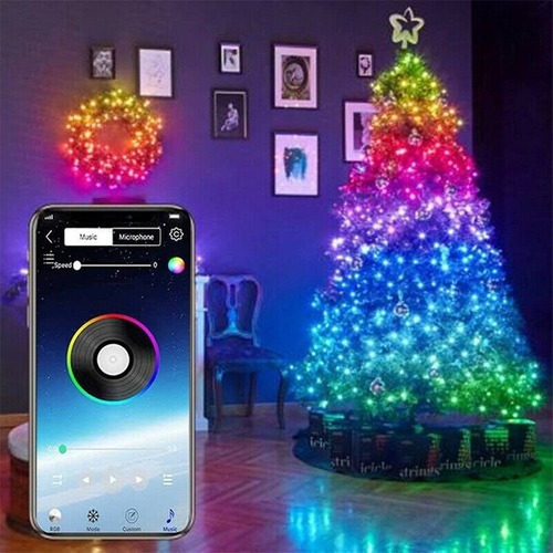 Cadena De Luces Led De Navidad App Control Remoto 30m