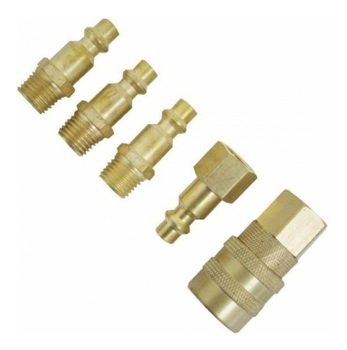Kit Jogo Engate Rápido Ar Comprimido 1/4 Pneumático 5 Peças