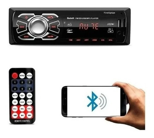 Imagem 1 de 3 de Aparelho Auto Radio Automotivo Som Universal 1 Din Com Bluetooth Mp3 Player Usb Sd Entrada Pendrive Com Controle