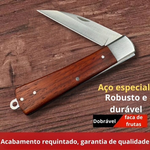 Canivete Madeira Reto Premium Inox