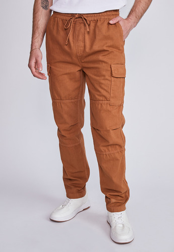 Pantalon Hombre Jogger Con Tiras Beige Sioux  